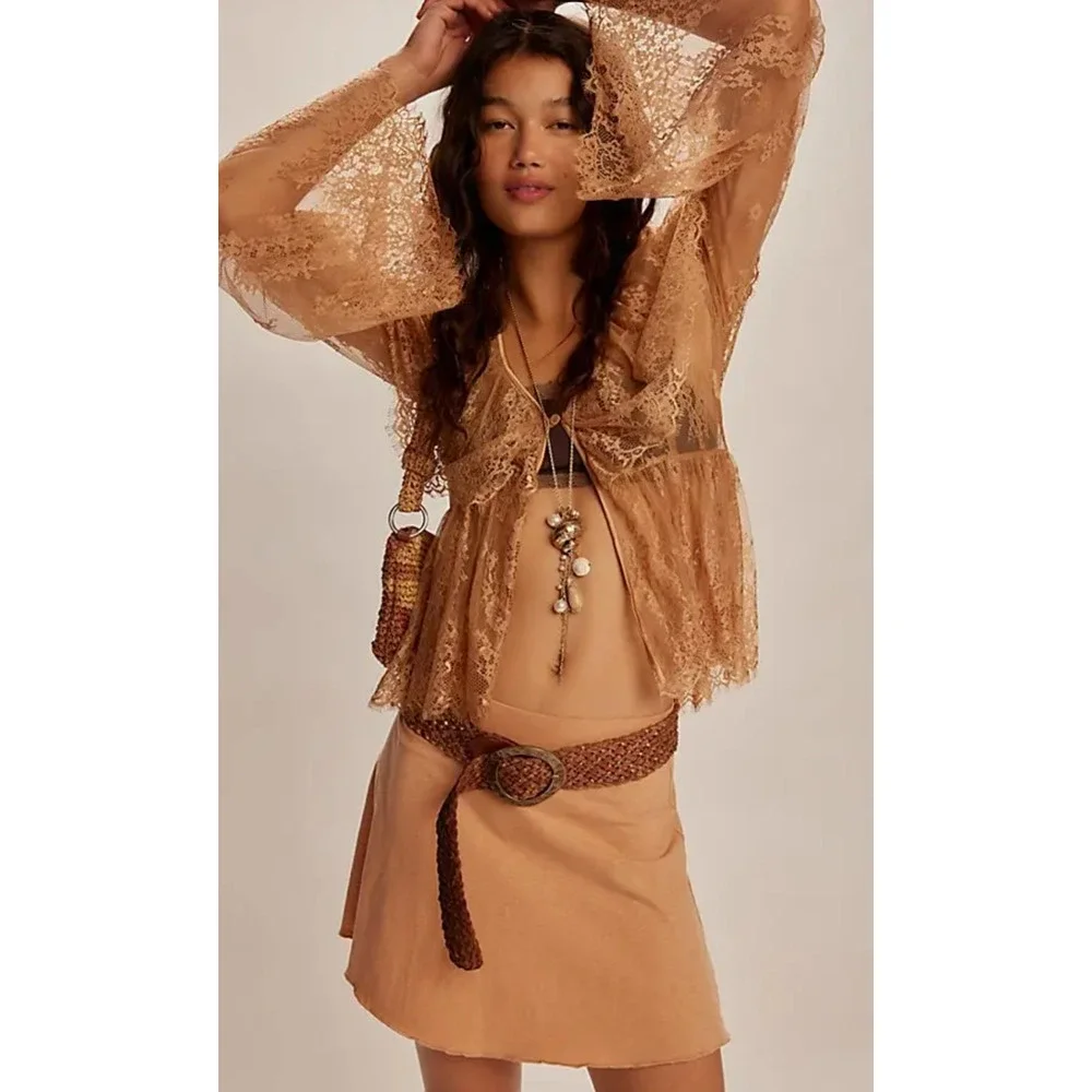 NEW FREE PEOPLE FREE-EST SUNTAN LORA TUBE TOP MINI SKIRT SET SZ S